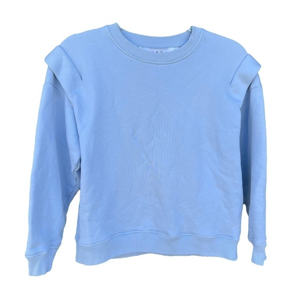 IRO Lusse Pleated Shoulder Sweatshirt Blue Ciel Crewneck Women’s XS Cozy GUC - Picture 1 of 11